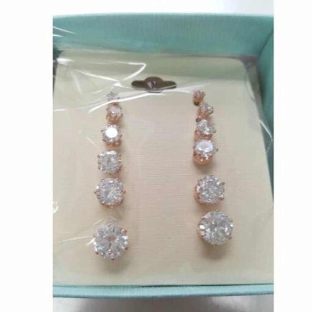 Sparkle CZ Diamond Solitaire Earrings NEW 6 Pairs Boxed SET Rose Gold Unisex